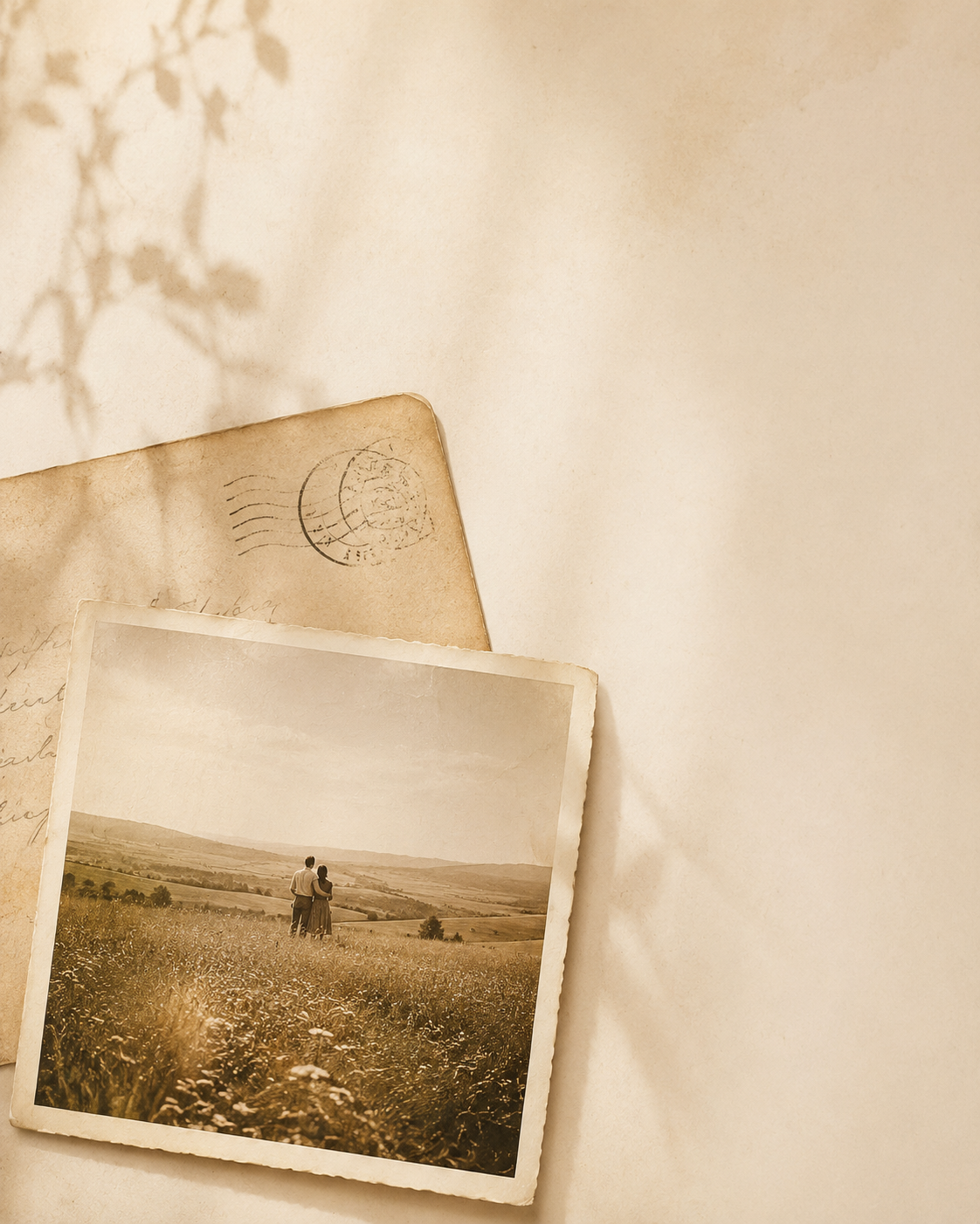 Fotografía y postal antiguas, evocando una historia familiar